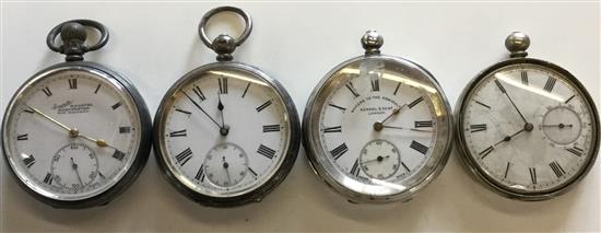 4 silver pocket watches